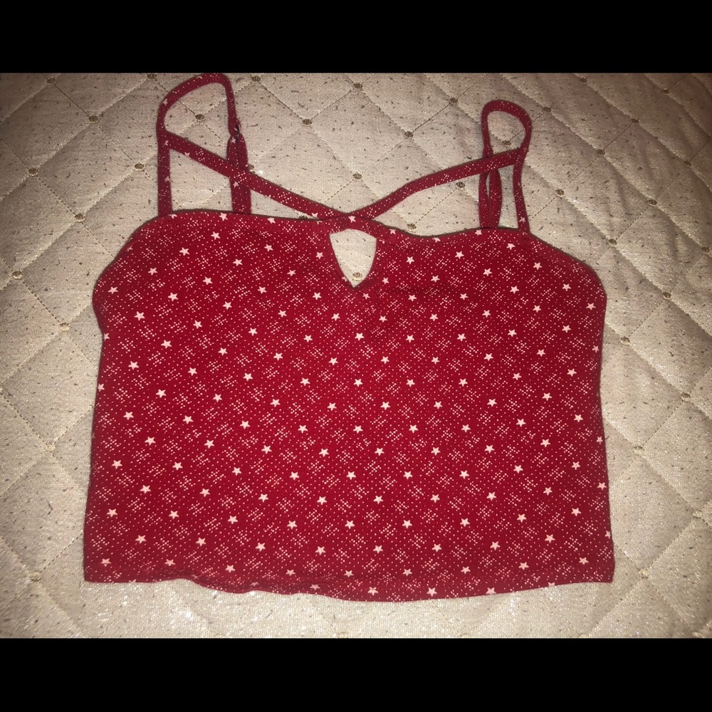 Red crop top.